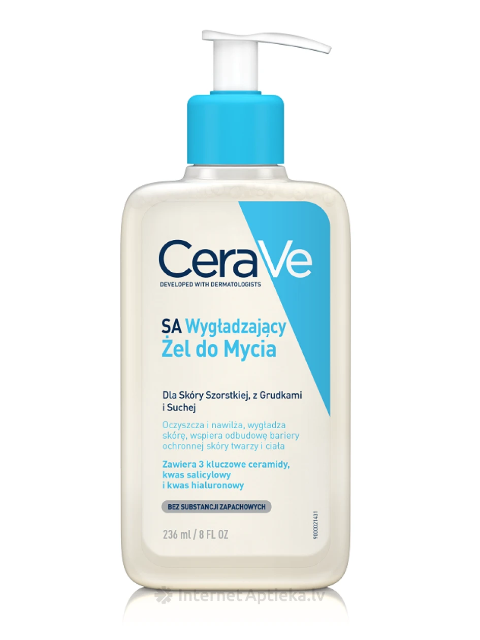 CeraVe SA разглаживающий гель для умывания для кожи лица и тела с узелковыми высыпаниями, 236 мл | internetaptieka.lv