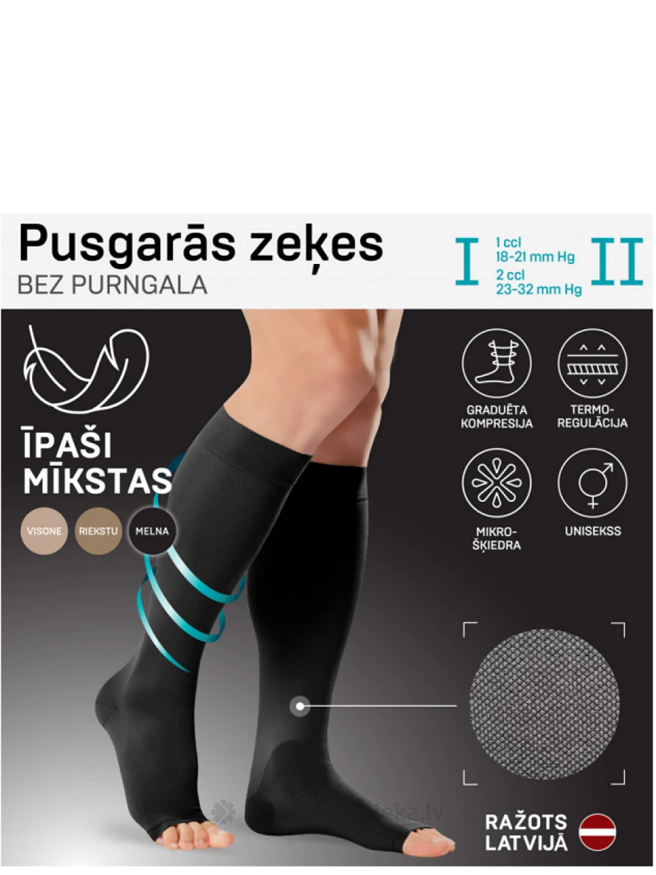 Tonus Elast Medicīniskās elastīgās kompresijas pusgarās zeķes bez purngala, unisekss 2 augums, Nr.4 | internetaptieka.lv