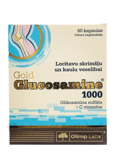 Olimp Labs Gold Glucosamine 1000, Glikozamīna sulfāts + C vitamīns, 60 kapsulas | internetaptieka.lv