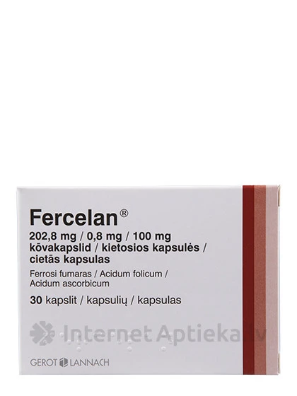 Fercelan 202.8мг/0.8мг/100мг, 30 твердых капсул