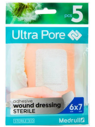 Medrull Ultra Pore isekleepuv imav haavaside steriilne 6 x 7 cm, 5 tk. | internetaptieka.lv