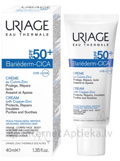 URIAGE Bariederm Cica-krēms ar Cu-Zn un SPF50+, 40 ml | internetaptieka.lv