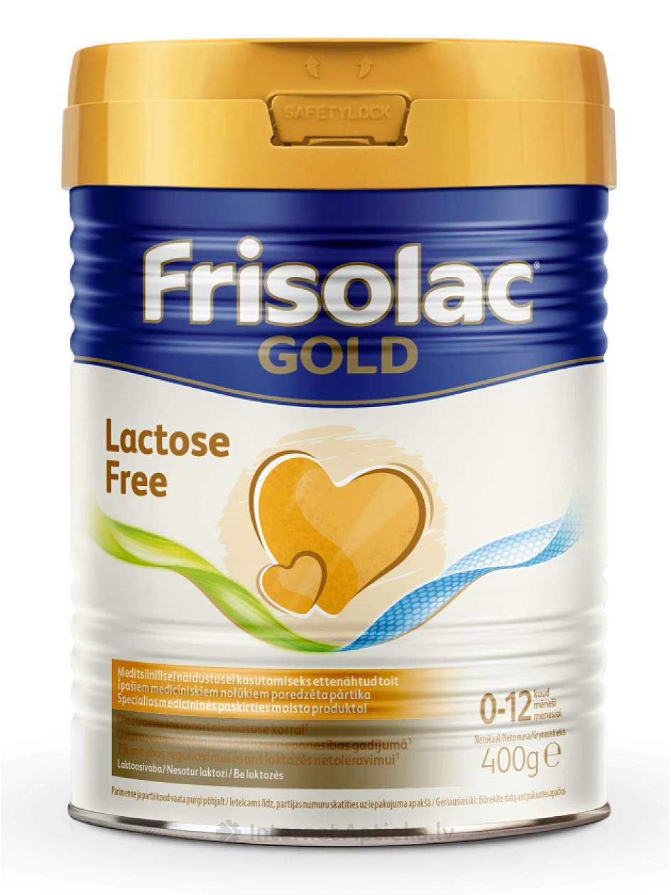 FRISOLAC GOLD LACTOSE FREE смесь с рождения, 400 г | internetaptieka.lv