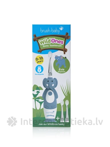 Brush-Baby WildOne elektriskā zobu birste zilonis 0-10 gadiem, 1 gb. | internetaptieka.lv