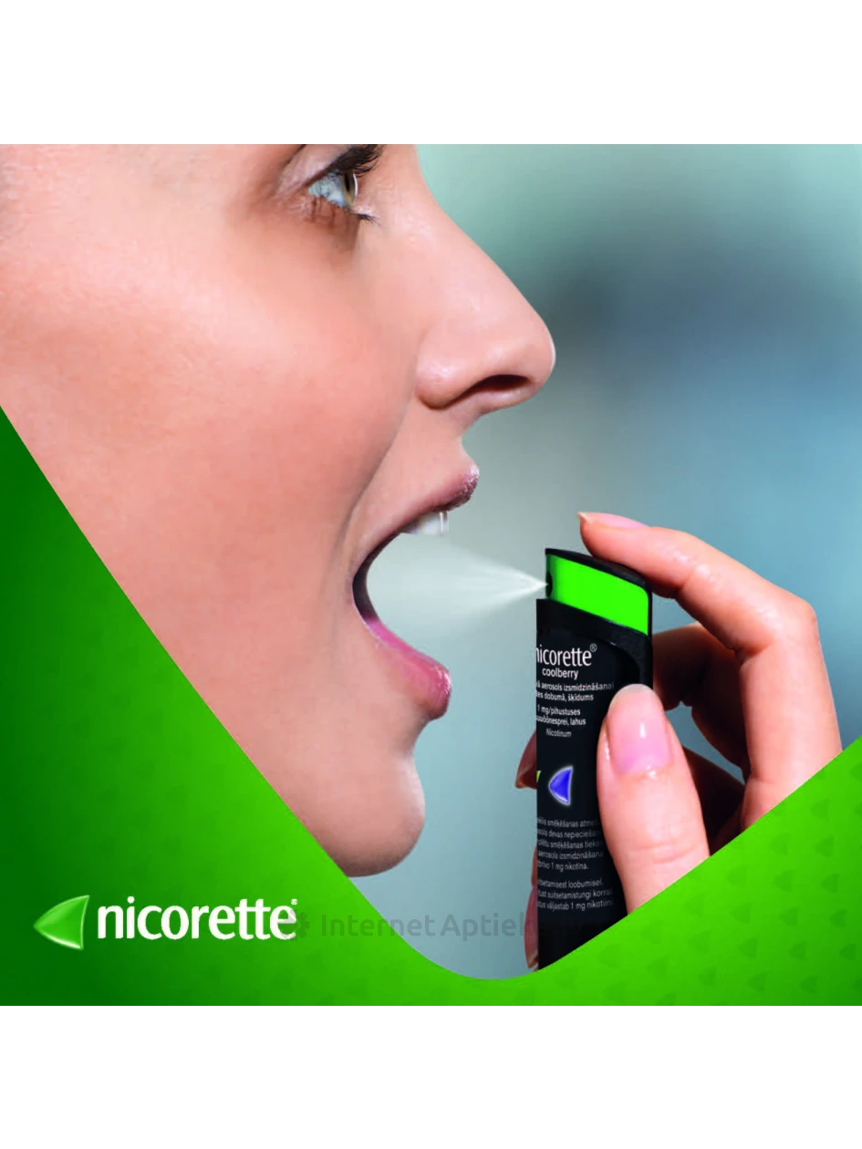 Nicorette Coolberry 1 mg/annus aerosool, 13,2 ml | internetaptieka.lv