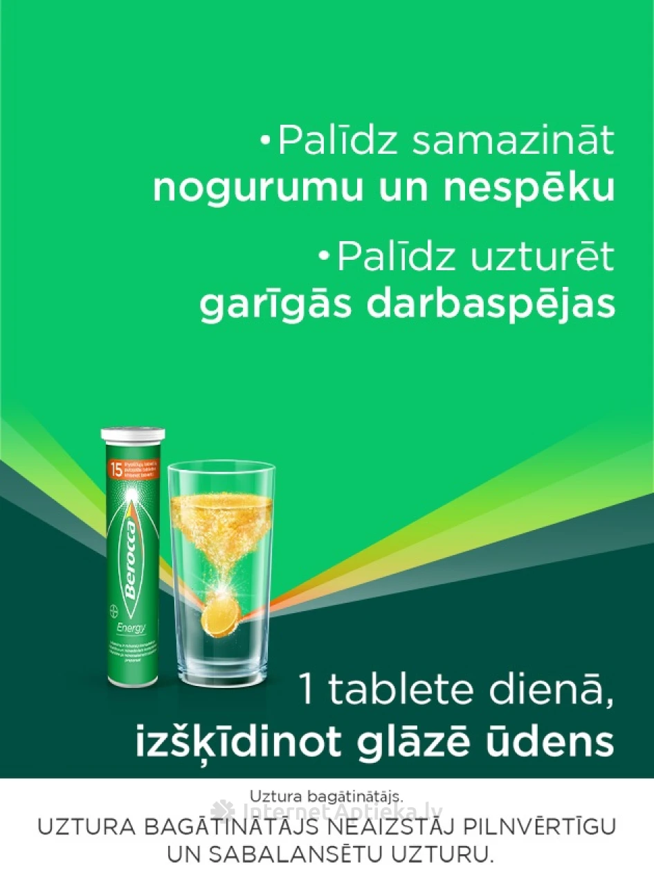 Berocca Energy шипучие таблетки, 15 шт. | internetaptieka.lv