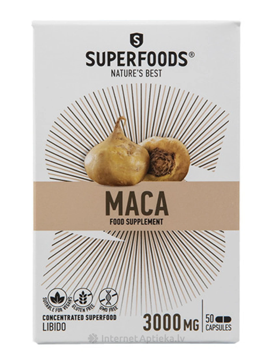 Superfoods Maca kapsulas, 50 kapsulas | internetaptieka.lv