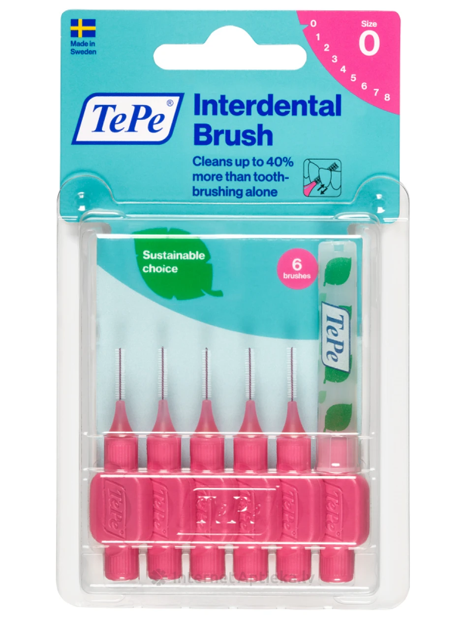 TePe Interdental Brush межзубные щетки 0,4 мм, розовая, 6 шт. | internetaptieka.lv