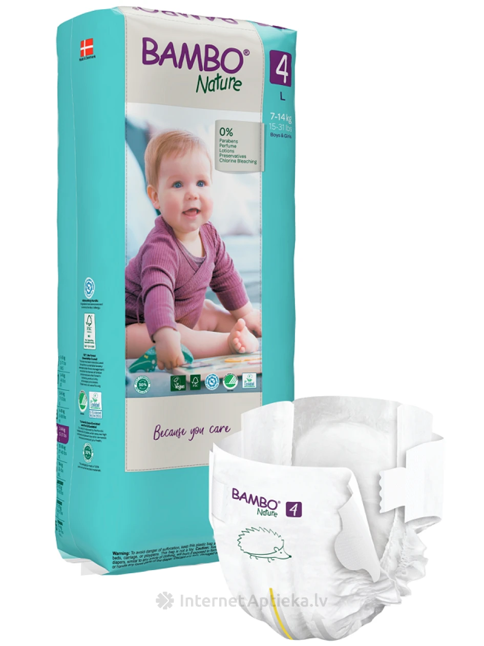 Bambo Nature детские подгузники, L 7-14 кг, 48 шт. | internetaptieka.lv