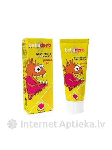 Betadent Junior 6+ детская зубная паста STRAWBERRY, 75 мл | internetaptieka.lv