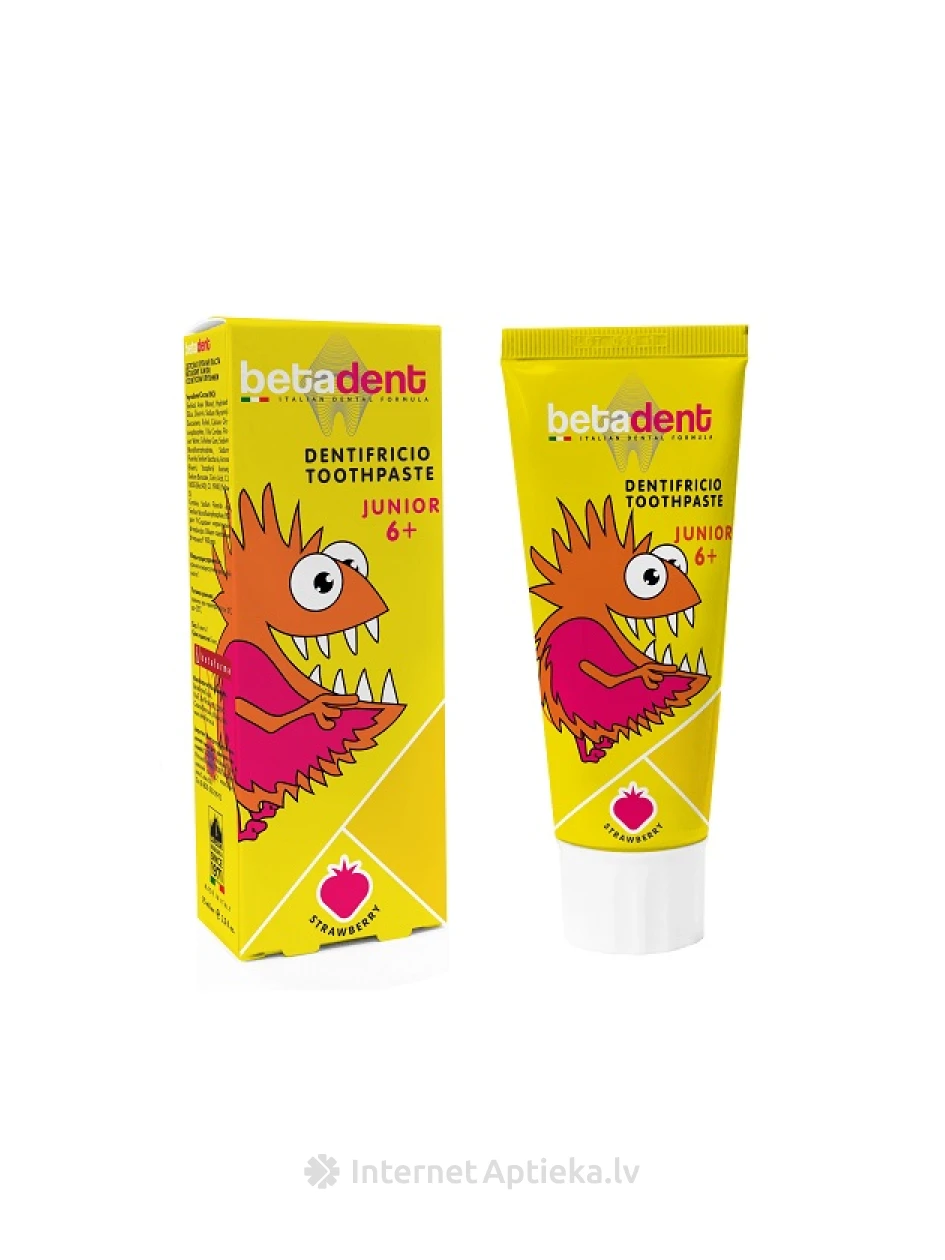 Betadent Junior 6+ детская зубная паста STRAWBERRY, 75 мл | internetaptieka.lv