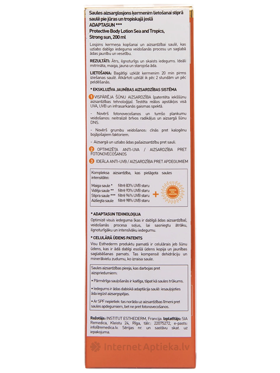 Institut Esthederm Adaptasun Sea&Tropics Strong Sun päikesekaitsekreem, 200 ml | internetaptieka.lv
