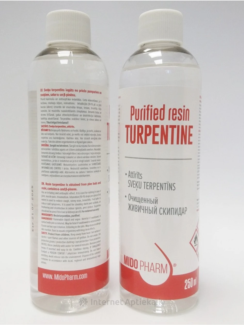 Terpentīns sveķu attīrīts, 250 ml | internetaptieka.lv