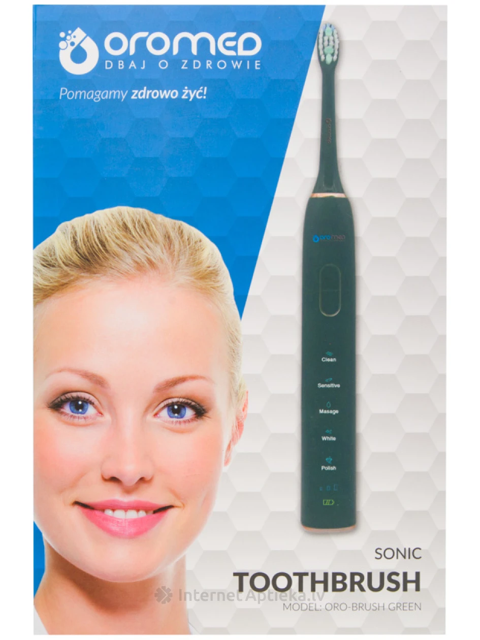 Oromed звуковая элетрическая зубная щетка, зеленая, 1 gb. | internetaptieka.lv
