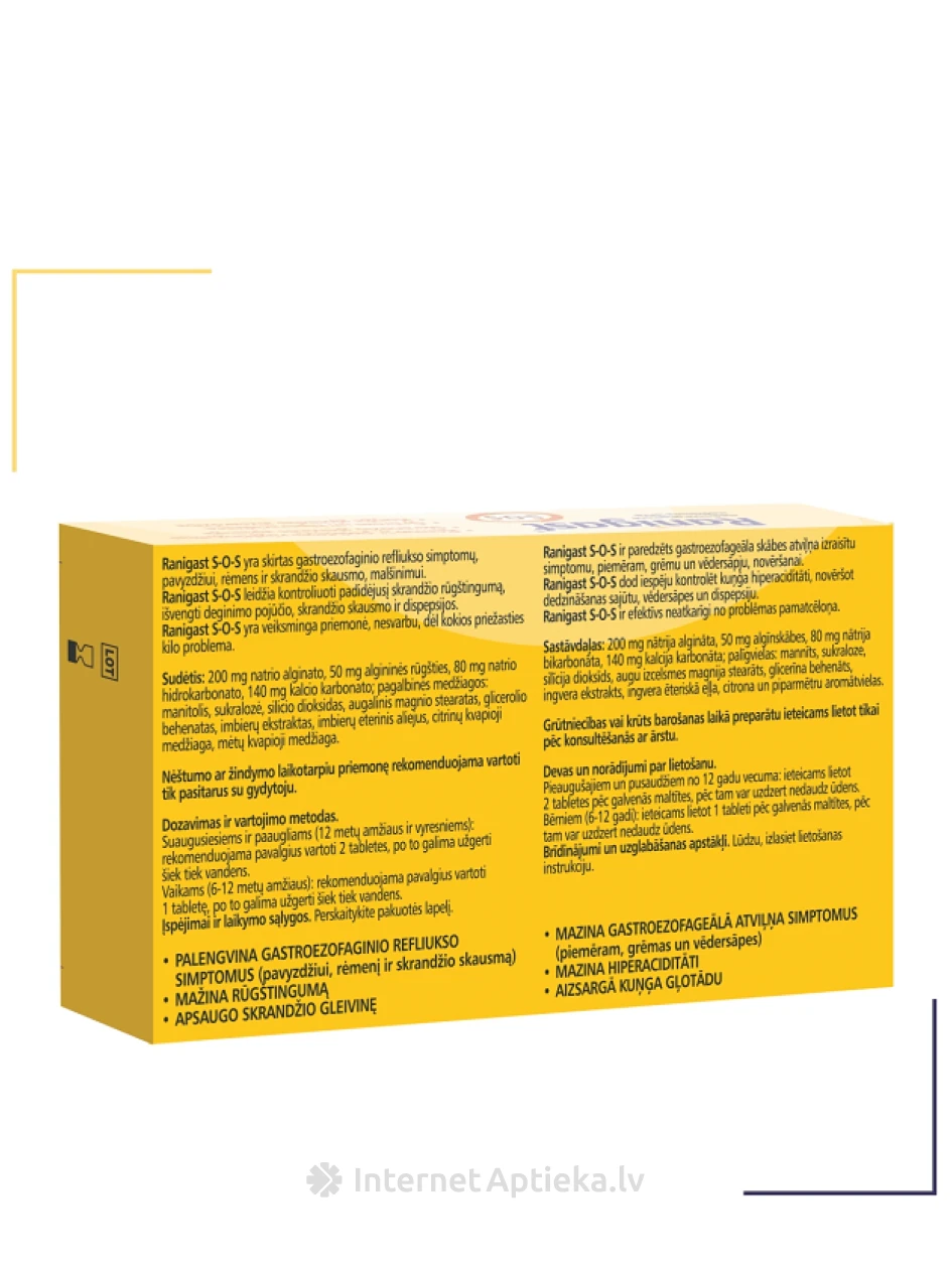 Ranigast SOS жевательные таблетки, 24 шт. | internetaptieka.lv