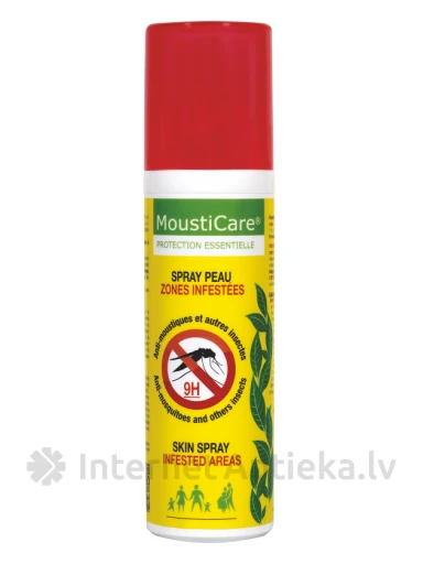 Ādas izsmidzinošs līdzeklis pret odiem, ērcēm un citiem insektiem MOUSTICARE INFESTED AREAS, 75 ml | internetaptieka.lv