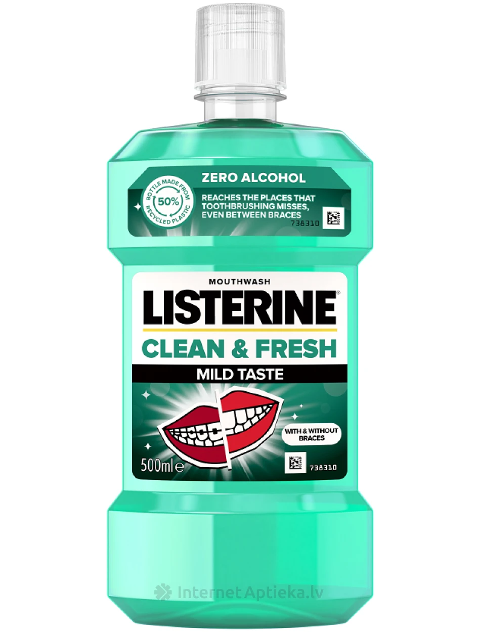 LISTERINE Clean&Fresh средство для полоскания рта, 500 мл | internetaptieka.lv