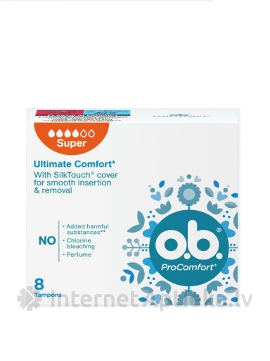 O.B. ProComfort Super тампоны, 8 шт. | internetaptieka.lv