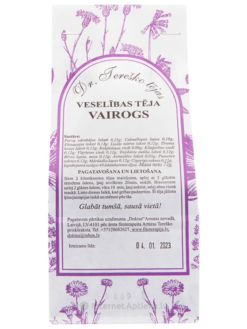 Dr.Tereško оздоровительный чай Щит, 72 г | internetaptieka.lv