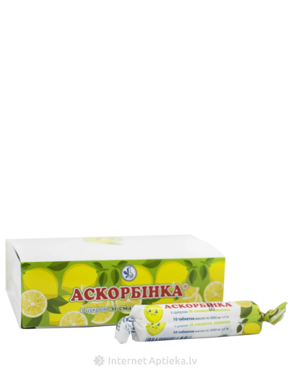 Аскорбинка со вкусом лимона, 10 шт. | internetaptieka.lv