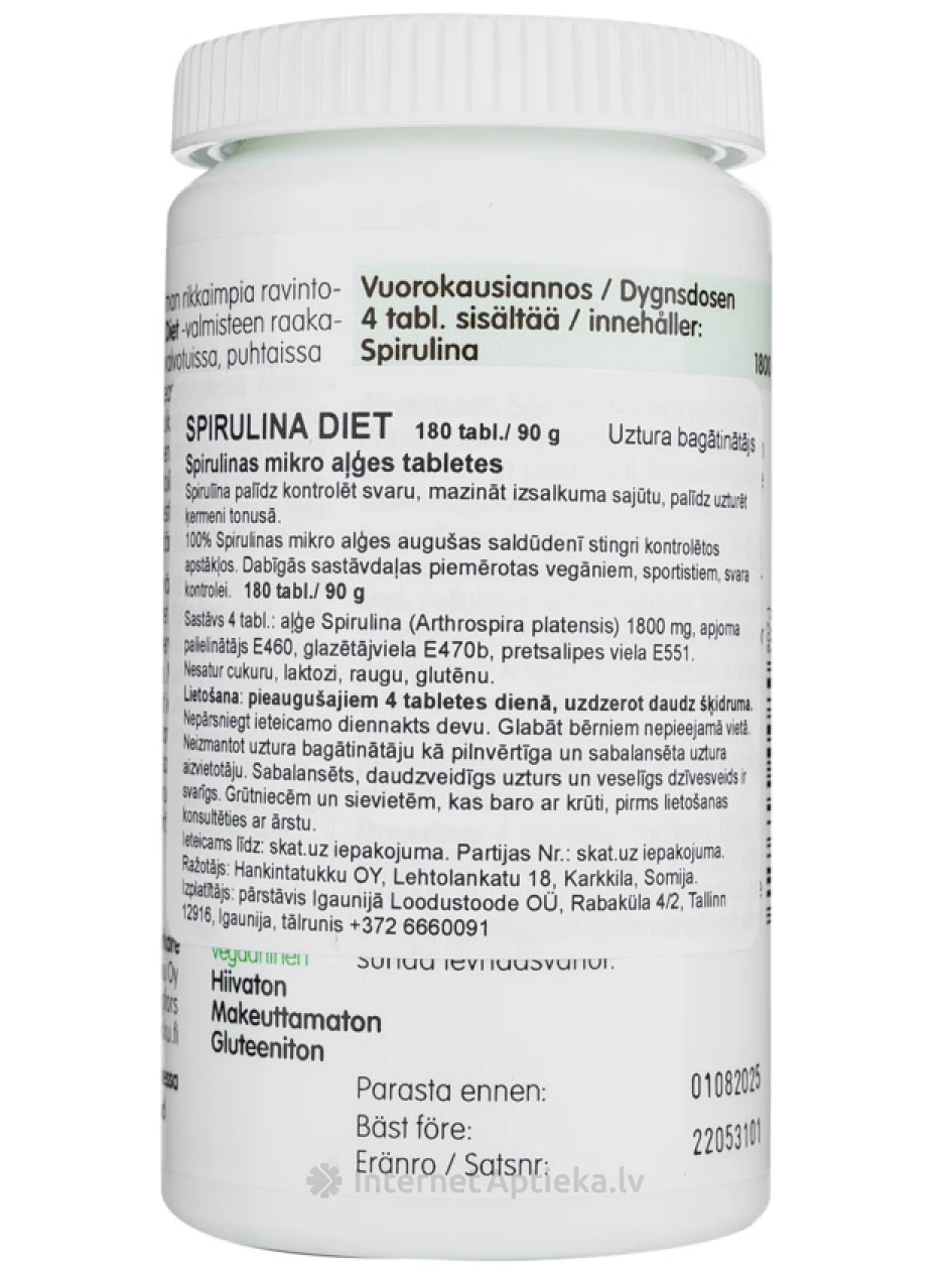 Spirulina Diet, 180 tabletes | internetaptieka.lv