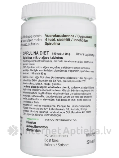 Spirulina Diet, 180 tabletes | internetaptieka.lv