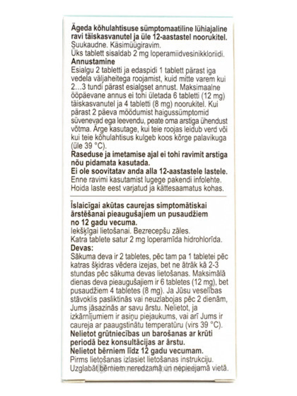 Lopacut Loperamiid 2 mg, 10 tabletti | internetaptieka.lv