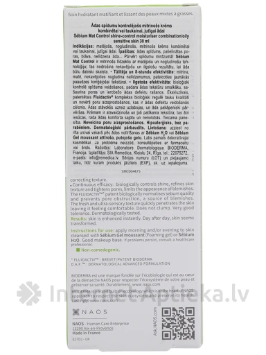 Bioderma Sébium Mat Control увлажняющий крем для комбинированной или жирной кожи, 30 мл | internetaptieka.lv