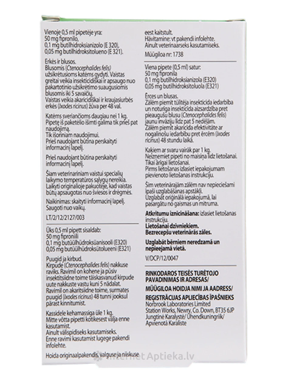 Pestigon šķīdums pret blusām un ērcēm kaķiem, 3 gb. | internetaptieka.lv
