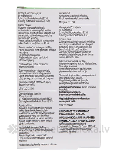 Pestigon šķīdums pret blusām un ērcēm kaķiem, 3 gb. | internetaptieka.lv