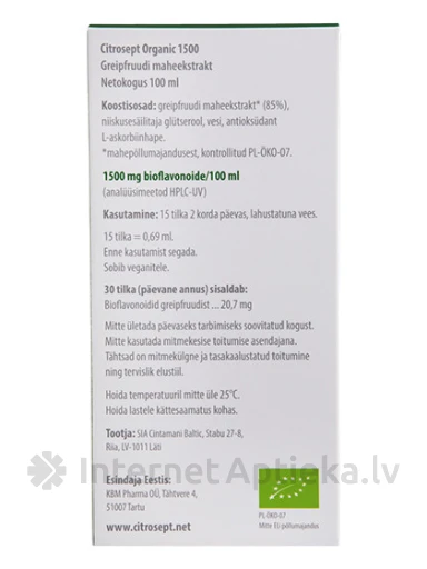 Citrosept Organic 1500mg, 100 ml | internetaptieka.lv