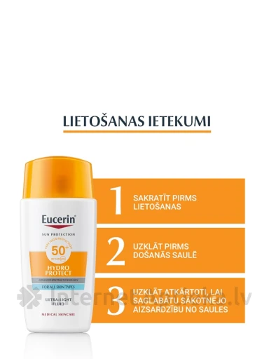 Eucerin Sun Hydro Protect ülikerge näovedelik SPF50, 50 ml | internetaptieka.lv