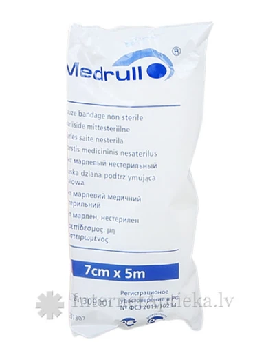Medrull марлевая повязка - не стерильна, 5 м х 7 см | internetaptieka.lv