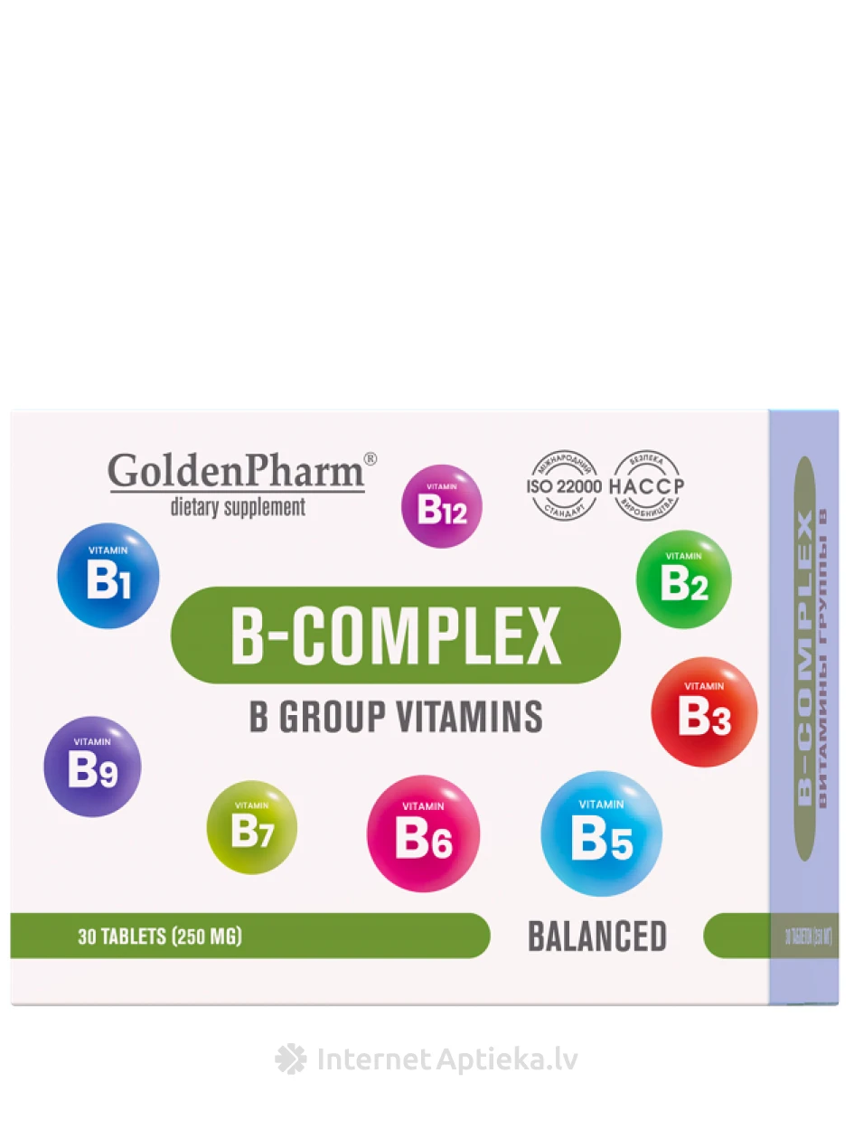 Golden Pharm B-Complex 250 mg, 30 tabletti | internetaptieka.lv
