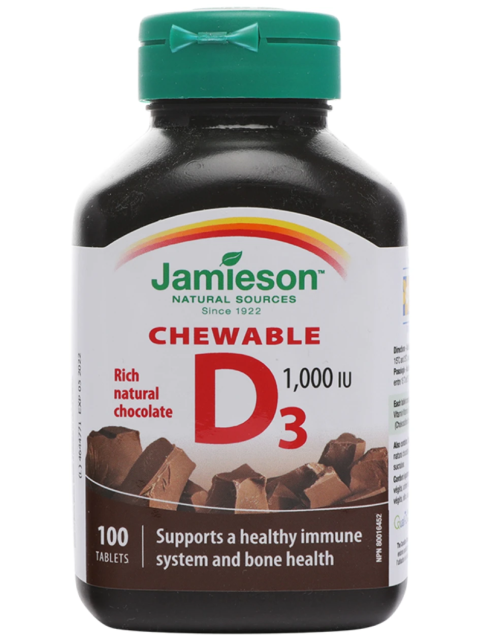 Jamieson D-vitamiin 25 mcg, 100 närimiskapslit | internetaptieka.lv