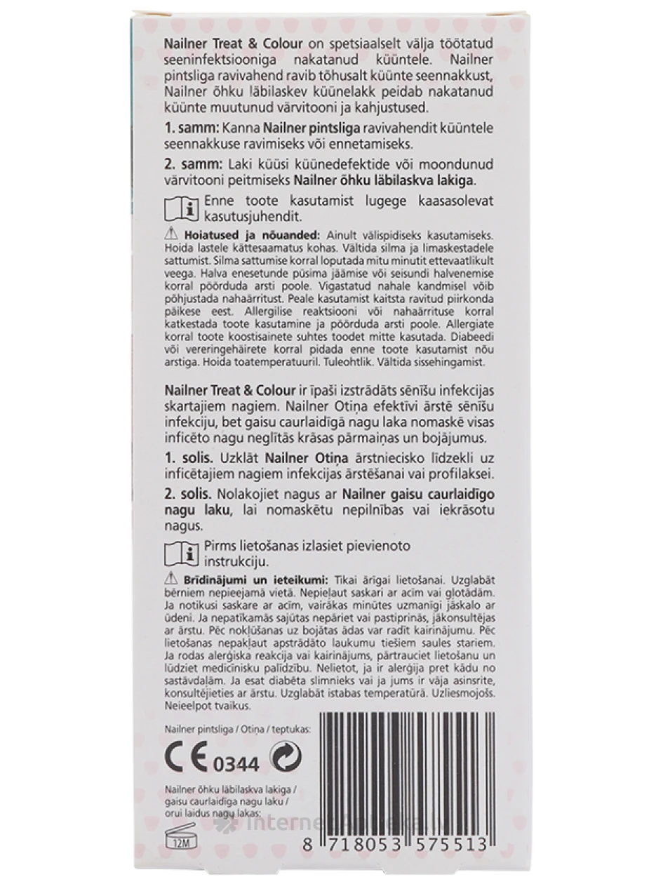 Nailner Treat&Colour pretsēnīšu nagu laka, 2 x 5 ml | internetaptieka.lv