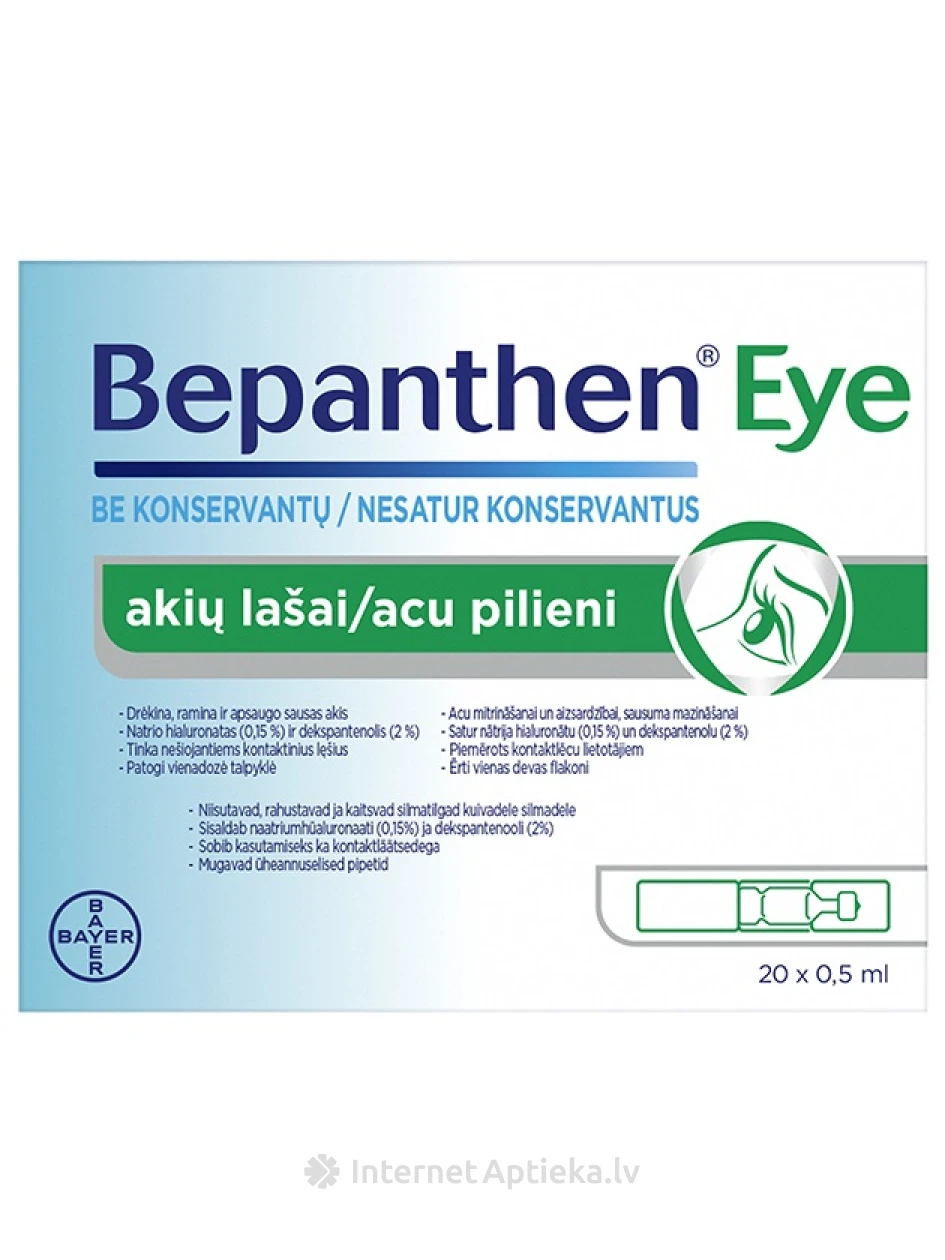 Bepanthen Eye acu pilieni, 0.5 ml x 20 gb. | internetaptieka.lv