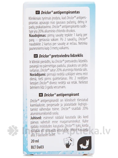 Driclor higistamisvastane deodorant, 20 ml | internetaptieka.lv