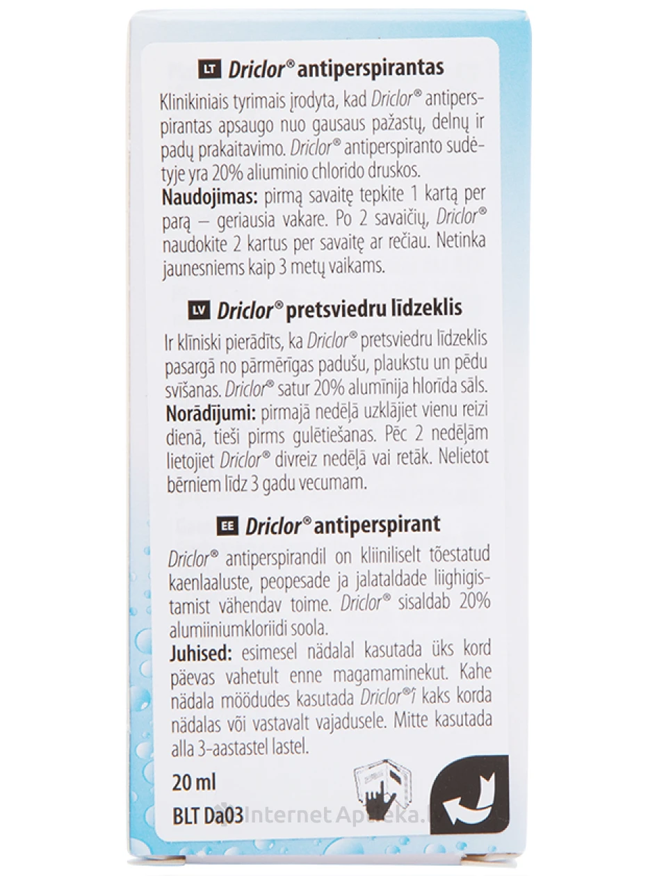 Driclor higistamisvastane deodorant, 20 ml | internetaptieka.lv