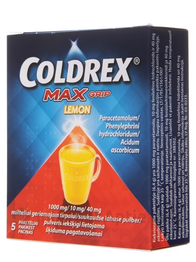Coldrex Maxgrip Lemon (лимон) горячий напиток, 5 пакетиков | internetaptieka.lv