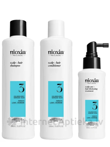 NIOXIN SYS3 набор для окрашенных волос с небольшой склонностью к истончению, 150 мл+150 мл+50 мл | internetaptieka.lv