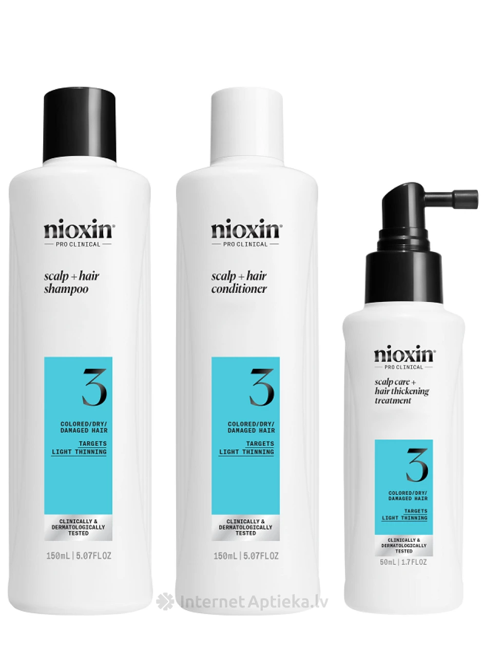 NIOXIN SYS3 komplekt värvilistele juustele, millel on kerge hõrenemine, 150 ml+150 ml+50 ml | internetaptieka.lv
