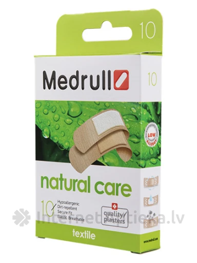 Medrull Natural Care бактерицидный пластырь, тканевый, 10 шт. | internetaptieka.lv