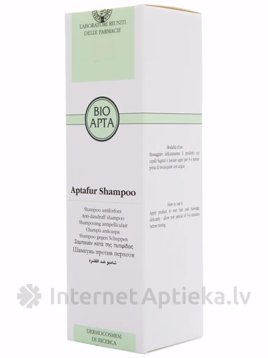 Bioapta Aptafur bezsulfātu šampūns pret sausām un taukainām blaugznām, 200 ml | internetaptieka.lv