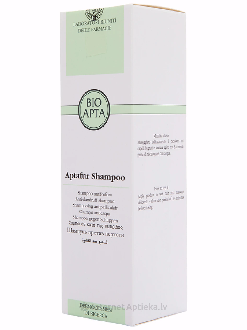 Bioapta Aptafur bezsulfātu šampūns pret sausām un taukainām blaugznām, 200 ml | internetaptieka.lv