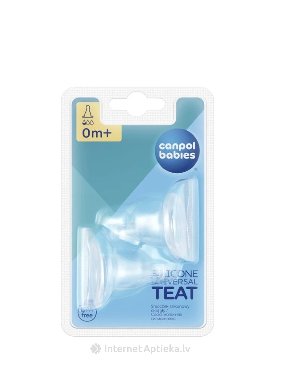 CANPOL BABIES Силиконовая соска круглой формы для бутылки Canpol 0+ месяцев 2 шт., 2шт. | internetaptieka.lv