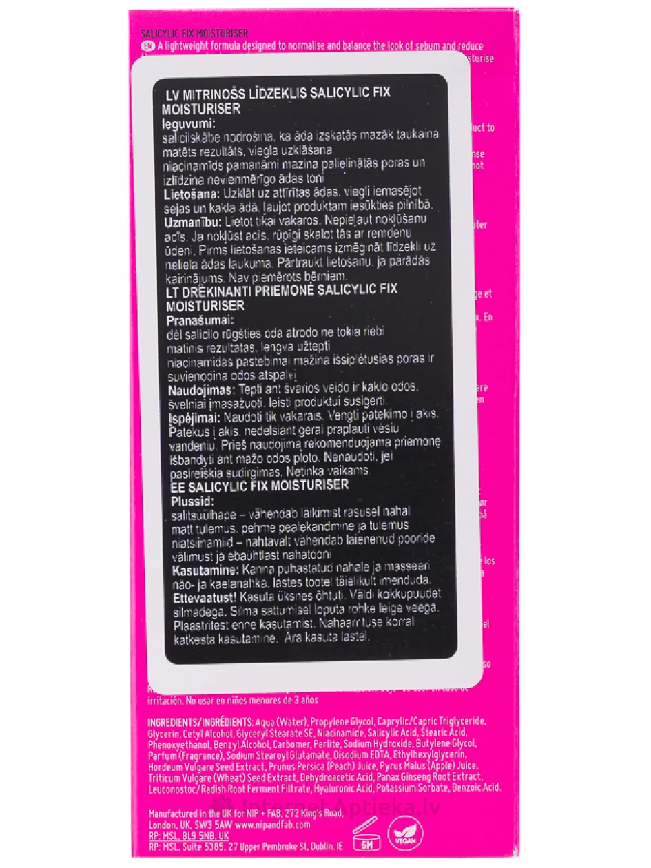 NIP+FAB Salicylic Fix niisutav kreem, 40 ml | internetaptieka.lv