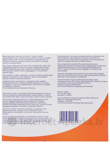 Voltaren Aktigo 140mg, 5 ārstnieciskie plāksteri | internetaptieka.lv