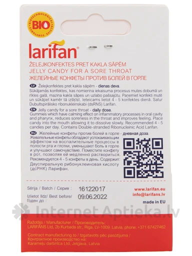 Konfektes Larifan Laryngo, ķiršu, 23 g | internetaptieka.lv