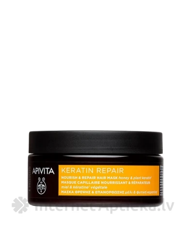 APIVITA KERATIN REPAIR plaukų kaukė su maitinamuoju ir atstatomuoju poveikiu, 200 ml | internetaptieka.lv